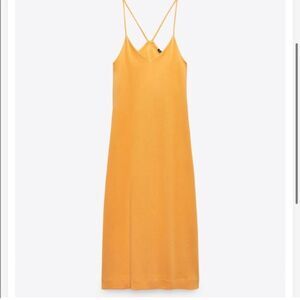 Zara cotton midi dress orange